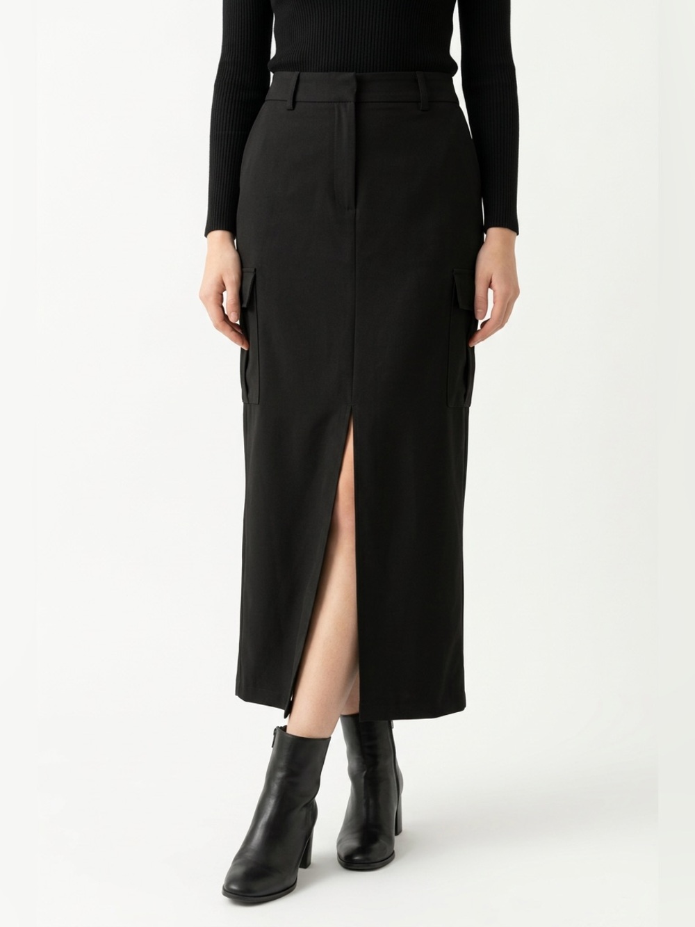Straight maxi cargo skirt